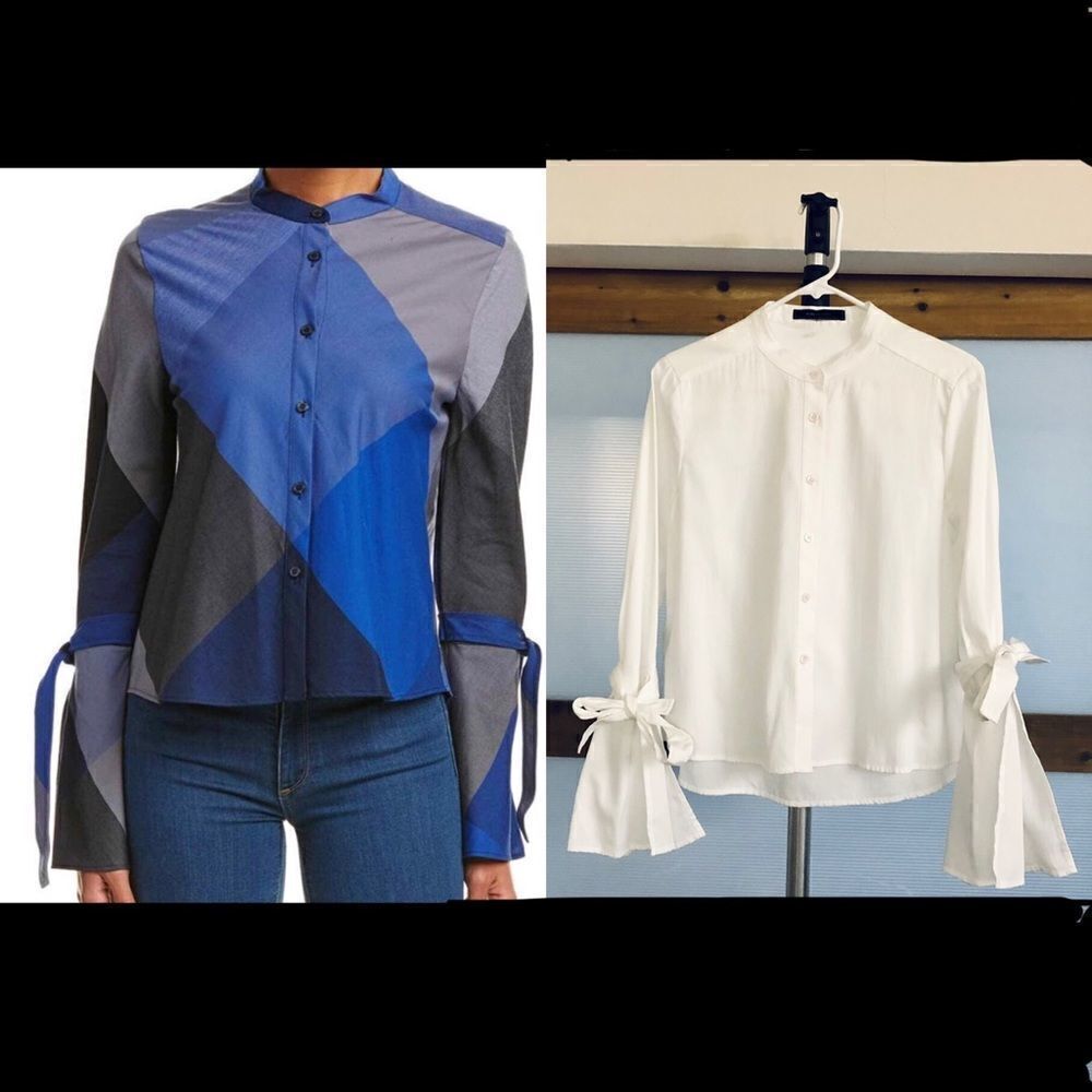 BCBG MAXAZRIA New Marissa White Bell Sleeve‎ Blouse Top / Sz XS